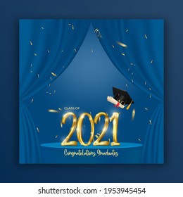 class of 2021 banner template. editable social media post for congratulation.