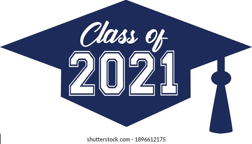 Class of 2021 Blue Graduation Cap Graphic