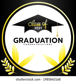 Clase de 2021 con límite de graduación . Plantilla para el diseño de graduación .aislado en fondo blanco ,Ilustración vectorial EPS 10