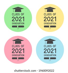 Clase de graduación de 2021. Conjunto de iconos. Ilustración vectorial.