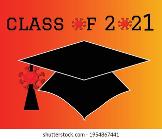 Class of 2021. Graduation logo. Template for graduation design, party, high school or college graduate, yearbook.