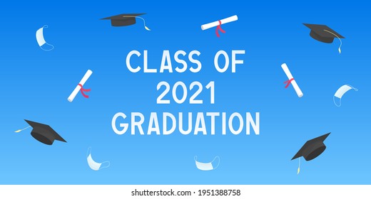 Class of 2021 graduation. Poster. Vector illustration.