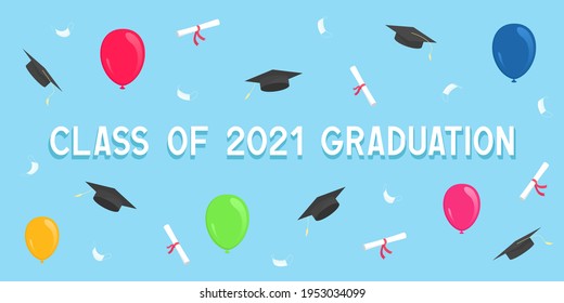 Clase de graduación de 2021. Cartel. Ilustración vectorial.