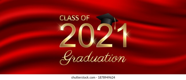 Class of 2021 graduation text design for cards, invitations or banner