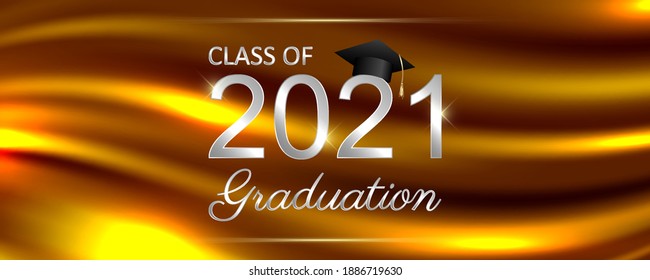 Class of 2021 graduation text design for cards, invitations or banner
