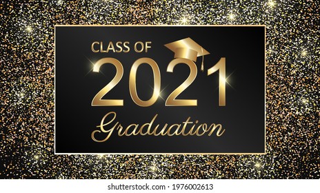 Class of 2021 graduation text design for cards, invitations or banner