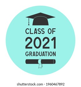Class of 2021 graduation. Vector icon.