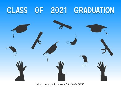 Class of 2021 graduation. Vector illustration.