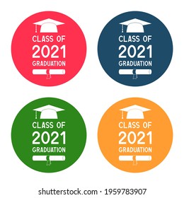 Class of 2021 graduation. Vector illustration.