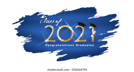 Class of 2021 Vector text for graduation gold design, congratulation event, T-shirt, party, high school or college graduate. Lettering for greeting, invitation card	