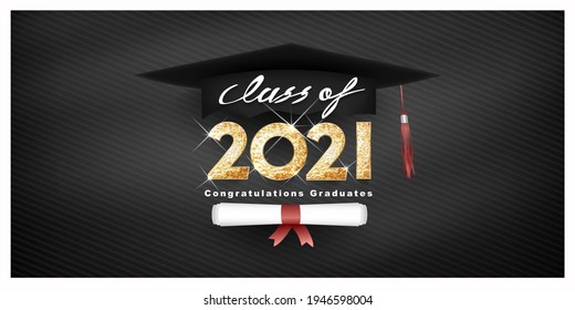 Class of 2021 Vector text for graduation gold design, congratulation event, T-shirt, party, high school or college graduate. Lettering for greeting, invitation card	