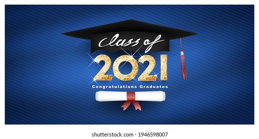 Class of 2021 Vector text for graduation gold design, congratulation event, T-shirt, party, high school or college graduate. Lettering for greeting, invitation card	