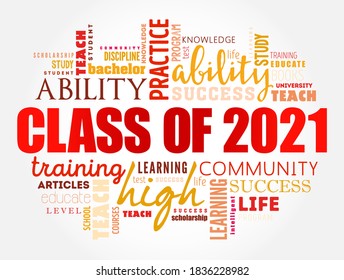 CLASS OF 2021 word cloud collage, education concept background