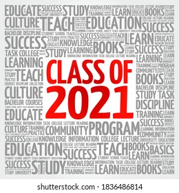CLASS OF 2021 word cloud collage, education concept background