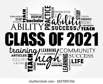 CLASS OF 2021 word cloud collage, education concept background