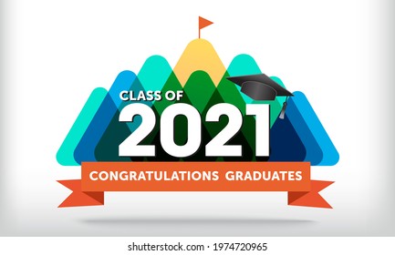 Class of 2021concept, Congrats Graduates. Lettering Graduation logo. Abstract Template for graduation design, party, high school or college graduate, yearbook,Vector illustration EPS.10