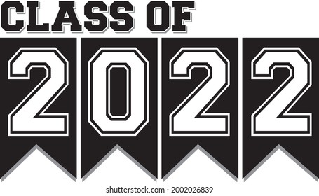 Class of 2022 Black and White Ribbon Banner