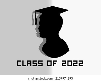 Class Of 2022, Congrats Graduation With Graduation Cap And Gown Silhouette Avatar, Template For Design Party High School Or College, Graduate Invitations