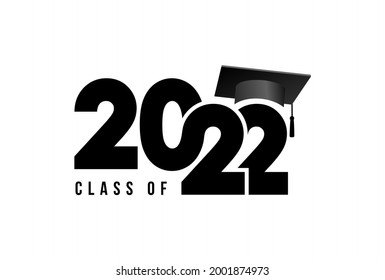 Class Of 2022 To Congratulate Young Graduates On Graduation. Class 2022. Vector Simple Black Concept. Trendy Background For Branding, Calendar, Card, Banner, Cover.