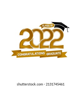 Class of 2022 elegant design, happy graduation vector illustration