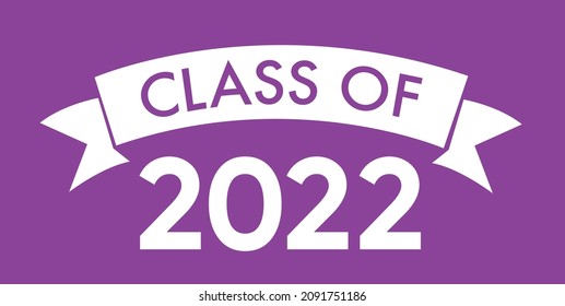 Class of 2022 with Graduation Cap. Flat simple design on pink 