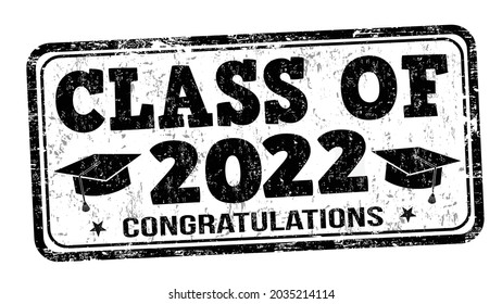 Clase del sello de goma de grunge de 2022 en blanco, ilustración vectorial