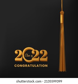 Class Of 2022 Happy Graduation With Golden Color And Black Background Concept Greeting Card