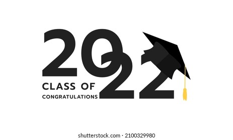 Class of 2022 logo simple. Congratulations Graduates Class 2022. Template for graduation design.isolated on white background ,Vector illustration EPS 10