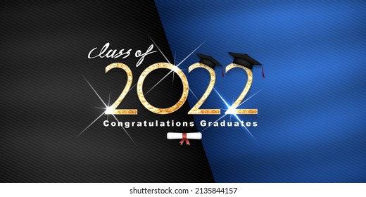 Class of 2022 vector illustration text for graduation gold design, congratulation event, T-shirt, party, high school or college graduate. Lettering for greeting, invitation card 
