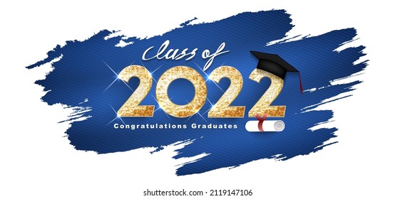 Class of 2022 Vector text for graduation gold design, congratulation event, T-shirt, party, high school or college graduate. Lettering for greeting, invitation card 