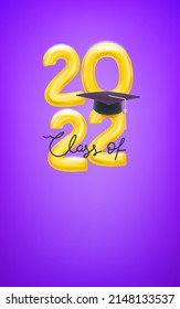 Class of 2022 vector vertical card with calligraphic inscription