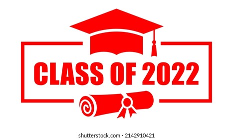 Class of 2022 year, vector graduation banner on white background