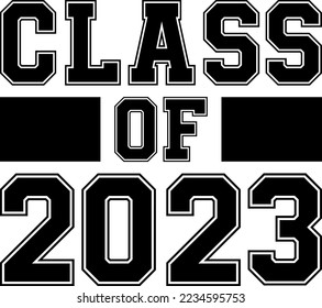 Clase de plantilla de diseño en blanco y negro 2023, pegatina de ventanilla de coche, POD, cubierta, fondo negro aislado

