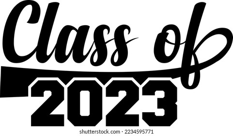 Class of 2023 black and white design template, Car Window Sticker, POD, cover, Isolated Black Background
