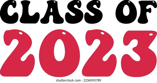 Class of 2023 black and white design template, Car Window Sticker, POD, cover, Isolated Black Background
