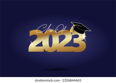 Class of 2023. Congratulations graduates typography design template for shirt, stamp, logo, card, invitation etc. Vector illustration