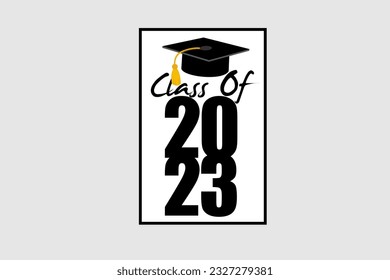 Class of 2023. Congratulations graduates typography design template for shirt, stamp, logo, card, invitation etc. Vector illustration