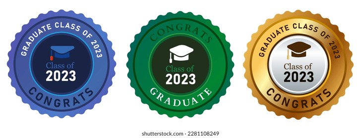 Class of 2023 graduate congrats emblem circle badge icon hat