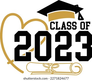 Class of 2023 With Graduation Cap Svg, Template For Graduation Party Design, Vector illustration. svg