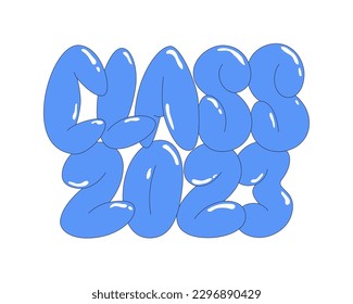 Class 2023 graffiti style text. Graduation sign. Vector lettering design for t shirt, sticker, pin, diploma. Puffy letters quote.