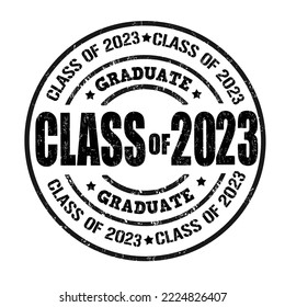 Class of 2023 grunge rubber stamp on white, vector illustration