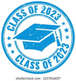 Class of 2023 ink rubber stamp on white background