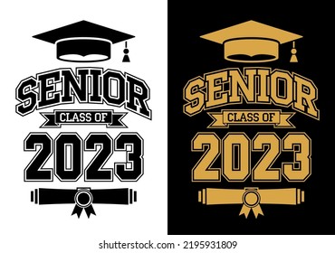 Clase de 2023 Cartas de bienvenida, tarjeta de invitación. Texto para diseño, evento de felicitación, camiseta, fiesta, secundaria o graduado universitario. Vector con fondo transparente y negro