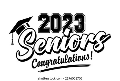 Class of 2023 Lettering  for greeting, invitation card. Text for design, congratulation event, T-shirt, party, high school or college graduate. Vector on transparent  background