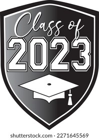 Class of 2023 Shield Logo Black and White Crest 