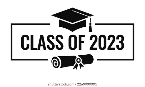 Class of 2023 vector frame banner isolated on white background, educational web design symbol