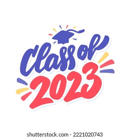 Class of 2023. Vector handwritten lettering banner.