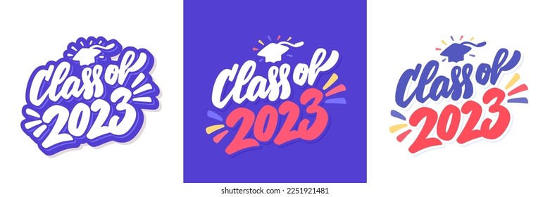 Class of 2023. Vector handwritten letterings.