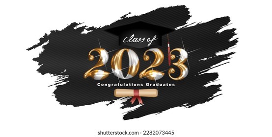 Class of 2023 Vector text for graduation silver and gold design, congratulation event, T-shirt, party, high school or college graduate. Lettering for greeting, invitation card
