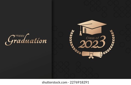 Class of 2023 Year Graduation of Decorate Congratulation with Laurel Wreath for School Graduates